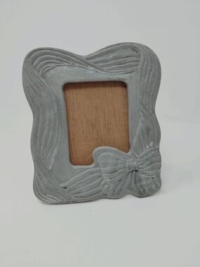 Vintage Mexican Pewter Heavy, VINTAGE, Photo Frame,Bow Design Made In Mexico